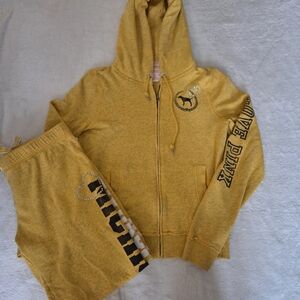 Victoria’s Secret PINK College University Of Michigan Zip Up Pant Set Y2K READ